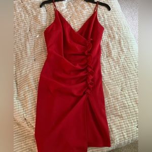 Red ruffle dress